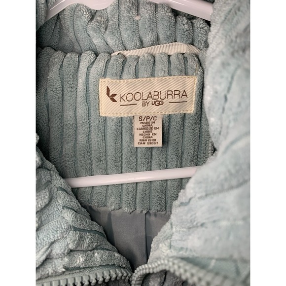UGG Koolaburra Jacket Size Small S  Corduroy Puffer Coat Light Green/Blue - Picture 3 of 5
